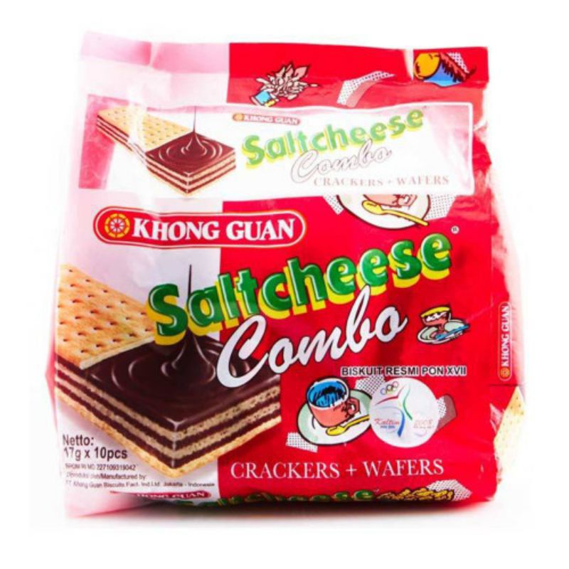 

Khong Guan Saltcheese Combo 10 x 17 gram sachet - Biskuit Keju Wafer Coklat