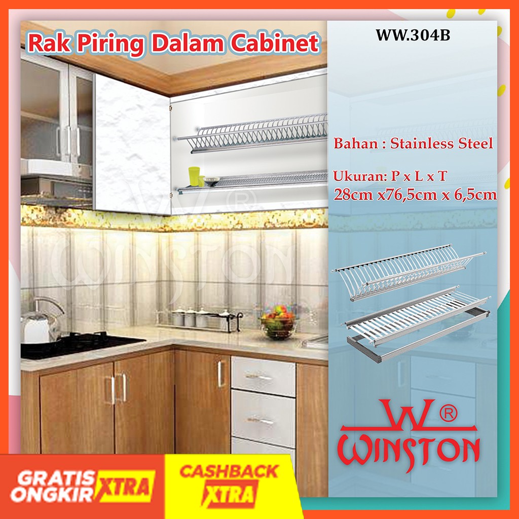  Rak Piring Gantung Stainless  Winston 80 Cm WW 304 B for 