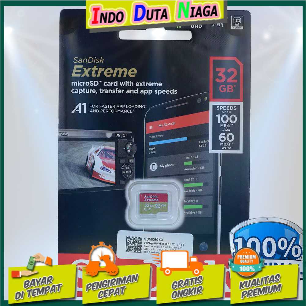 IDN TECH - Sandisk MicroSDXC Extreme A1 V30 UHS-1 (100MB/s) - SDSQXAF-GN6MN