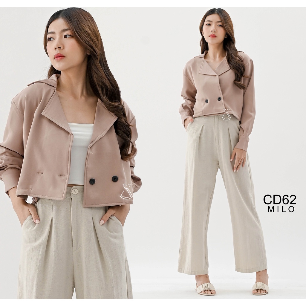 CD62 - Outer Blazer Wanita Basic Cropped Cotton Stylish Casual Look