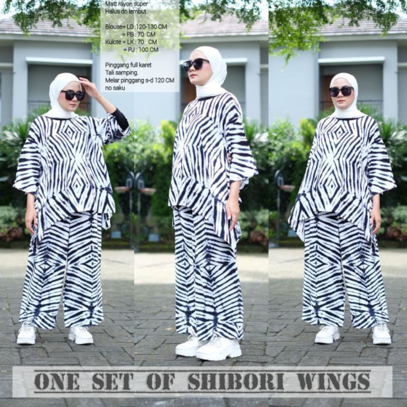 SETELAN WANITA SAYAP SHIBORI WAKA WAKA JUMBO SET LD 130 MOTIF SHIBORI RAYON ONE SET