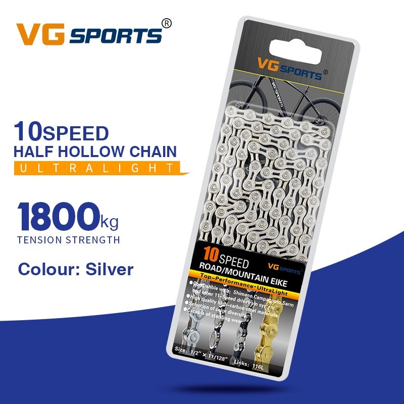 VG Sports Rantai Sepeda Bicycle Chain Half Hollow 10 Speed for Mountain Road Bike