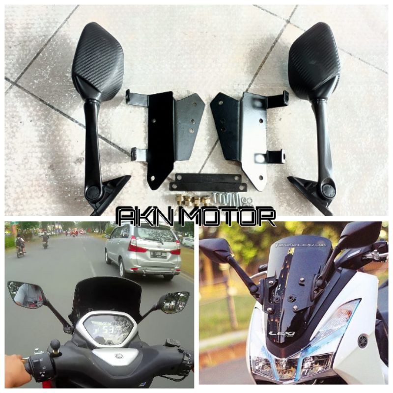 spion r25 tangkai panjang plus breket spion Yamaha Lexi pnp