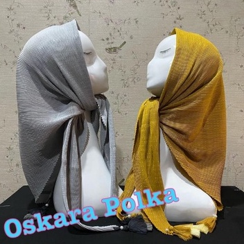 Kerudung wanita/segi empat plisket LC motif polkadot kecil/hijab model baru 2021/hijab murah/