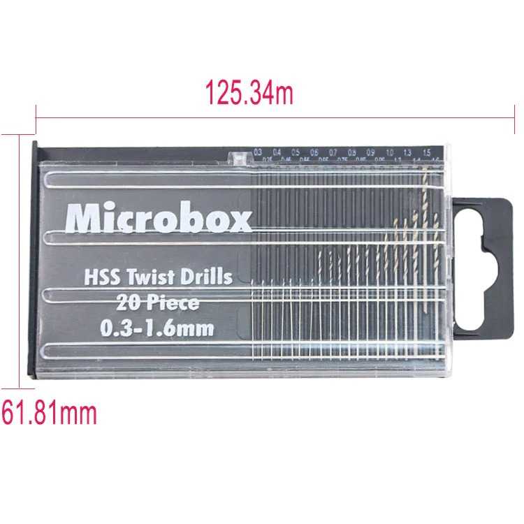 Mata Bor Drill HSS Twist Drill Bit 0.3-1.6mm 20 PCS Microbox