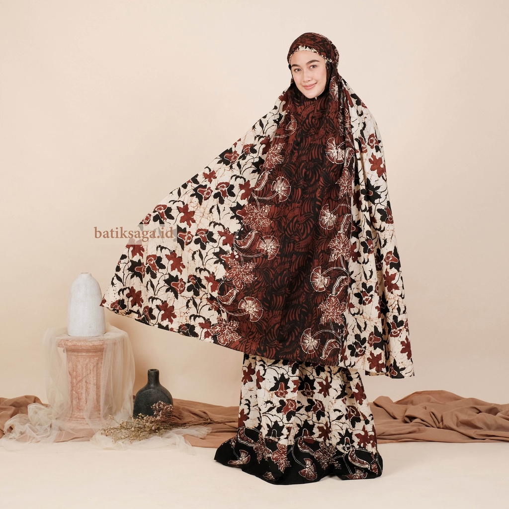 Mukena Batik Series "E" by Batik Saga | Mukena Batik Original Cap Bahan Paris Katun Ukuran Dewasa Ju