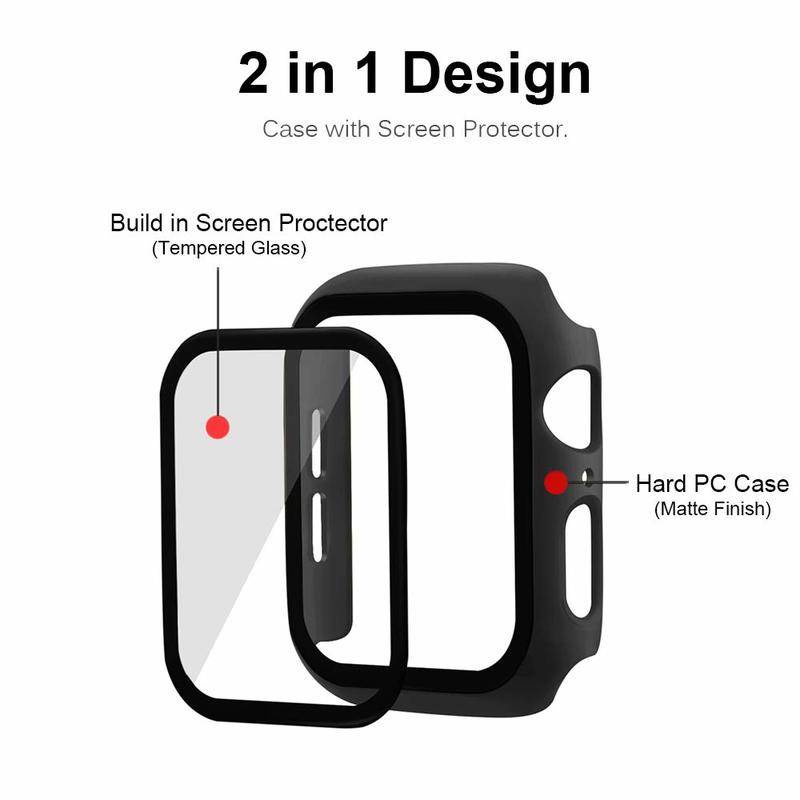 Case Pelindung Layar Bahan Kaca Untuk Apple Watch T500 FT50 FT30 q99 U78 + T5 W34 F10 T55 T5s W55 M33 C200 iWatch