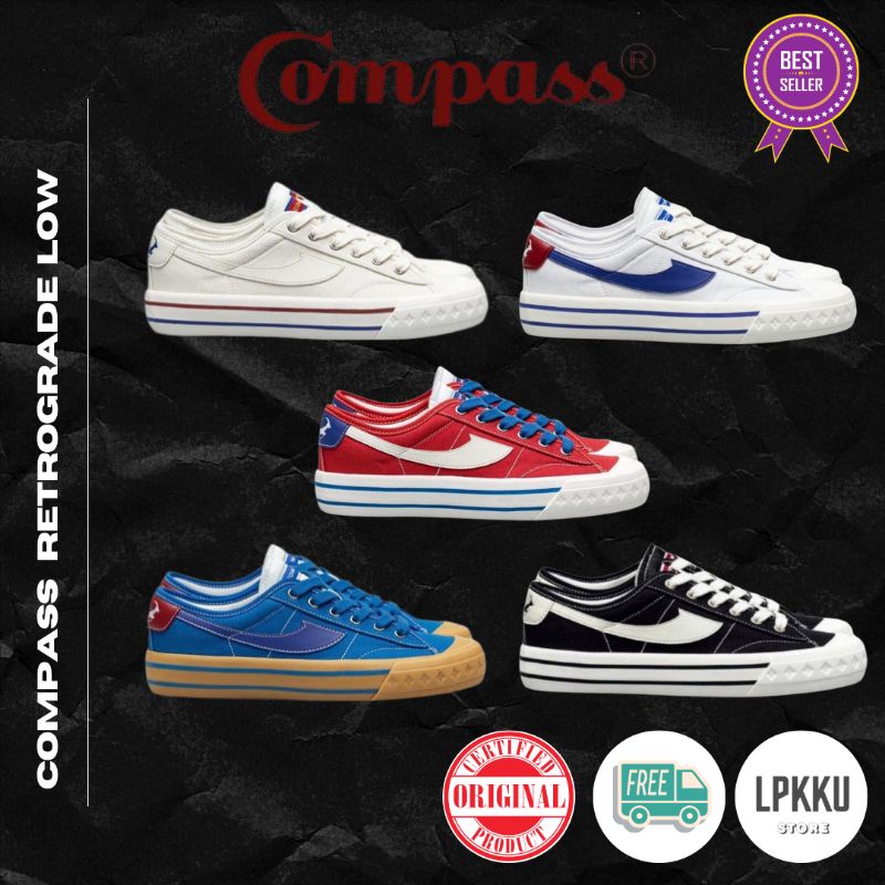 [ORIGINAL] SEPATU COMPASS RETROGRADE LOW CREAM / WHITE BLUE / RED BLUE / BLUE GUM / BLACK WHITE