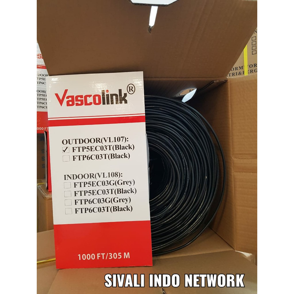 METERAN KABEL LAN OUTDOOR FTP CAT5E VASCOLINK - SIAP PAKAI [crimping RJ45 metal + karet biru]