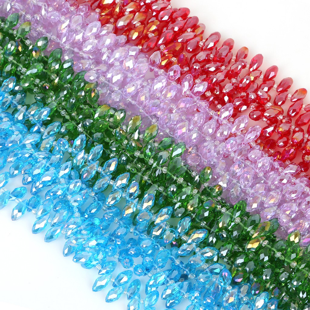 DIY 6 x 12 mm 50 pcs / lot Crystal Glass Beads European Seed Oval Two Hole Garment Beads Colorful Spacer Beads Craft Making