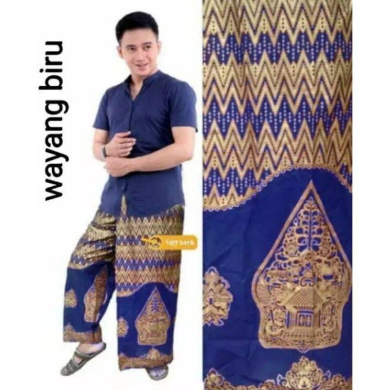 Sarung Celana Anak Laki Laki Pria Dewasa Batik Wayang Biru