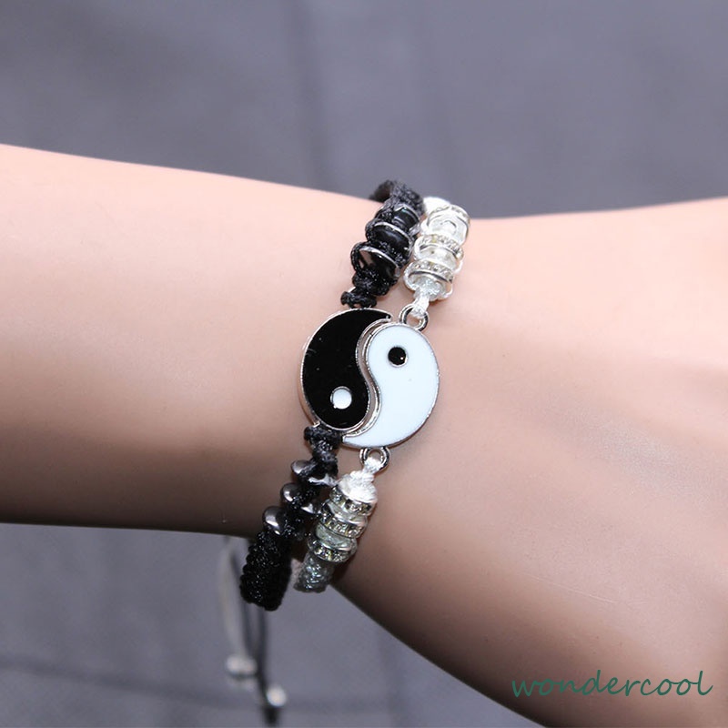 Gelang Pasangan Bintang Heksagonal Yin Yang Tai Chi Dapat Disesuaikan Secara Manual-Won