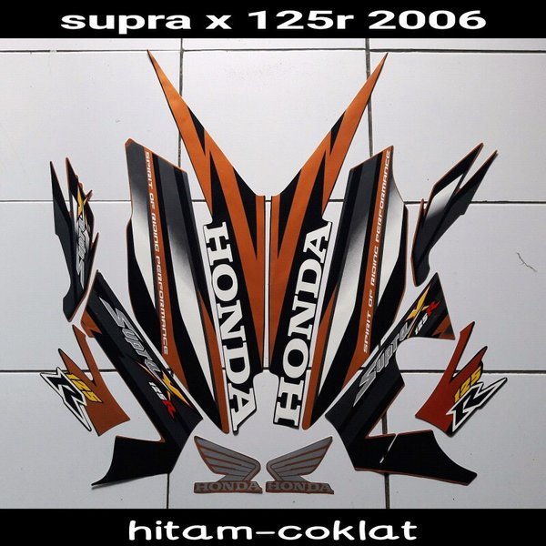 stiker motor supra x 125r 2006 hitam-coklat