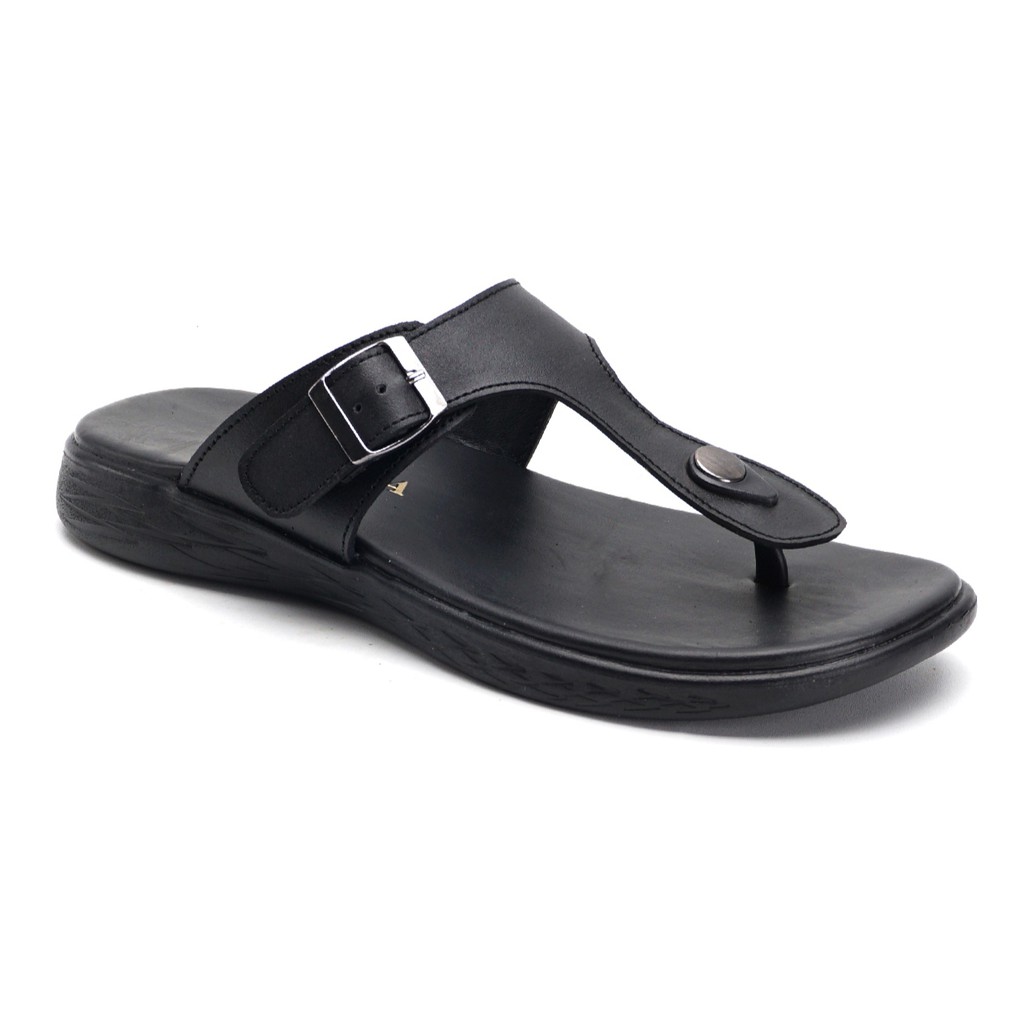 Munso Black | Sendal Jepit Kulit Original Santai Kasual Pria Cowok Sandal Footwear | FORIND x Greata