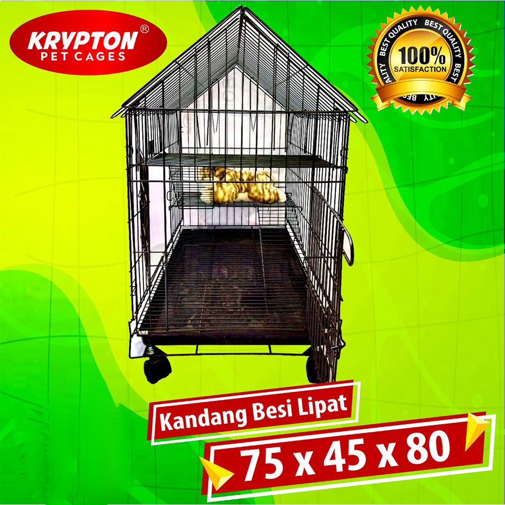 Kandang Kucing Tingkat 2 Jumbo XL 75x45x80 atap (bisa untuk 2-3 ekor kucing dewasa)