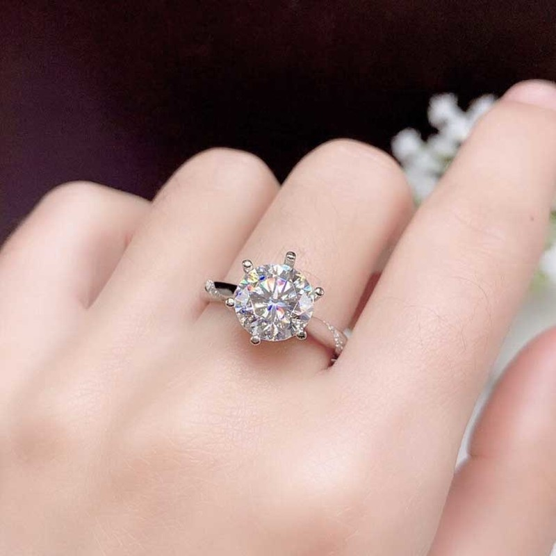 S925 Sterling Perak Cincin Kristal Berlian Fashion Wanita Pertunangan Pernikahan Rings