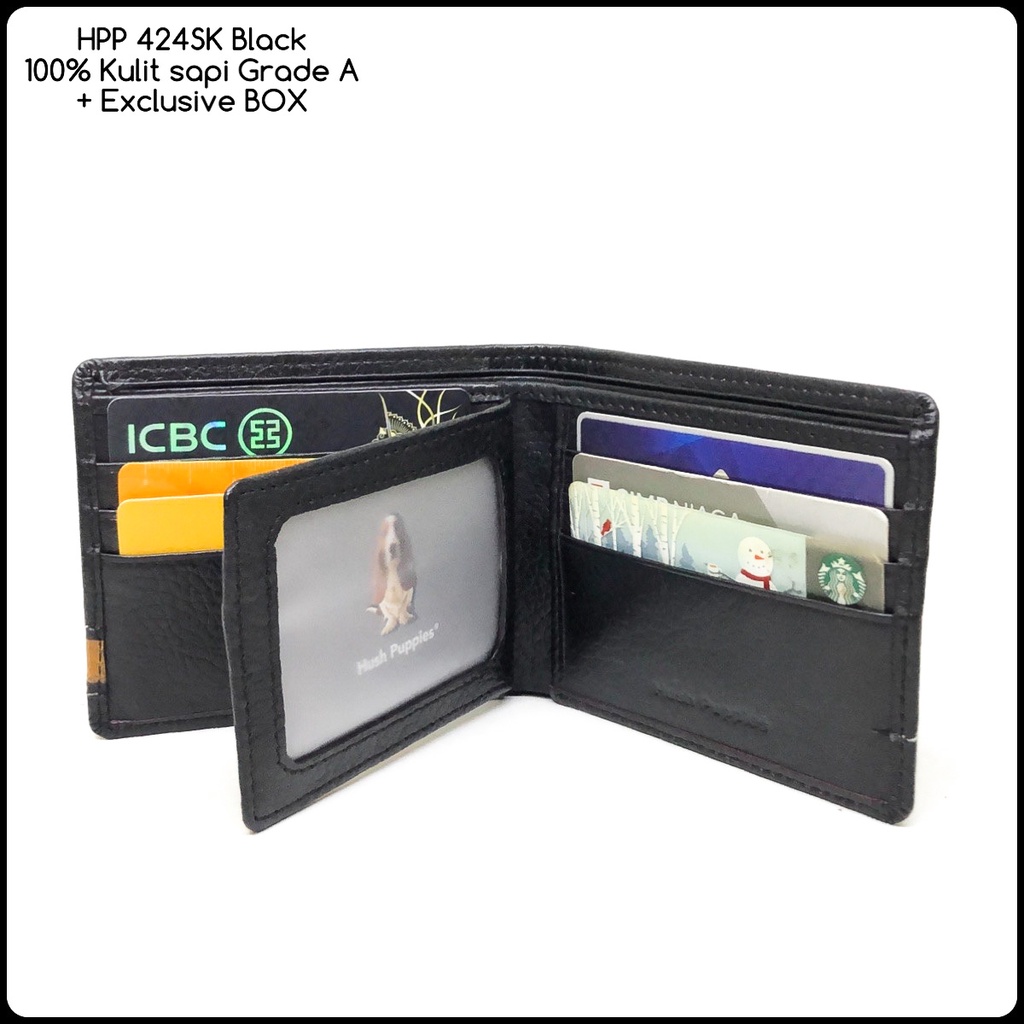 Exclusive dompet hush puppies 424 classic black replica mirror dompet cowok dompet pria dompet murah