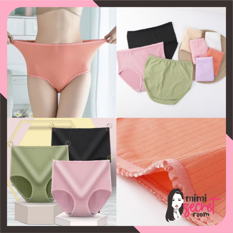 ❤ MIMI ❤ Celana Dalam HIGH WAIST Sutra Wanita Brief Underwear CD Silk Lembut Wanita Import