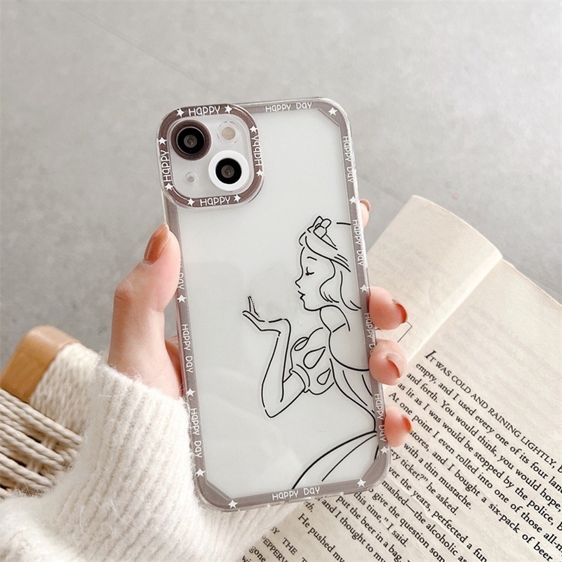 Soft Case Tpu Motif Anime Princess Line Compatible for iPhone 11 Pro Max iPhone 14 13 12 Pro Max X Xr Xs Se 2020 Max 7plus 8plus 8 7 6 6s plus Anime Princess Line TPU Soft Silicone Phone Protective Back Cover