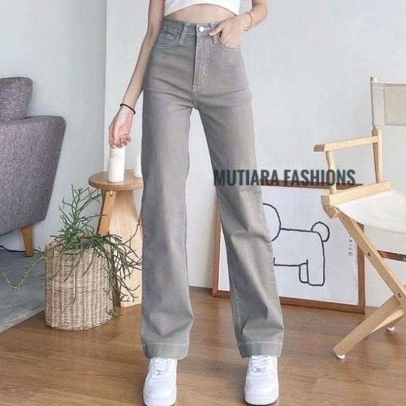BF CELANA KULOT JEANSS CREAM//CELANA BAWAHAN HIGHWAIST KULOT WARNA