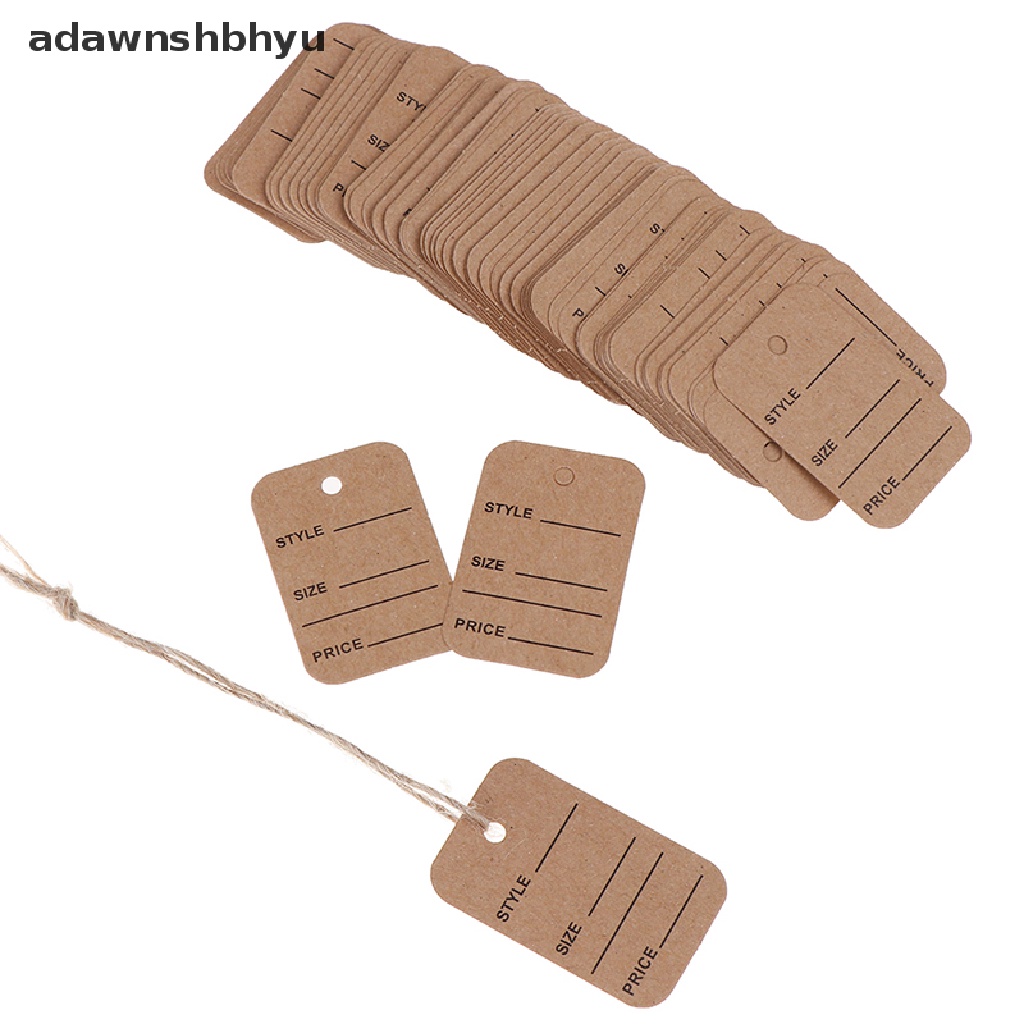 Adawnshbhyu 100Pcs Tag Harga Display Merchandise Label Pernikahan Label Harga Dengan String 20m