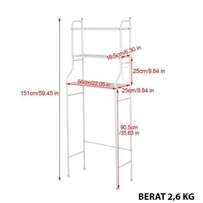 Logam Rak Kamar Mandi Toilet Penyimpanan Rak Logam etalase - HHP-307