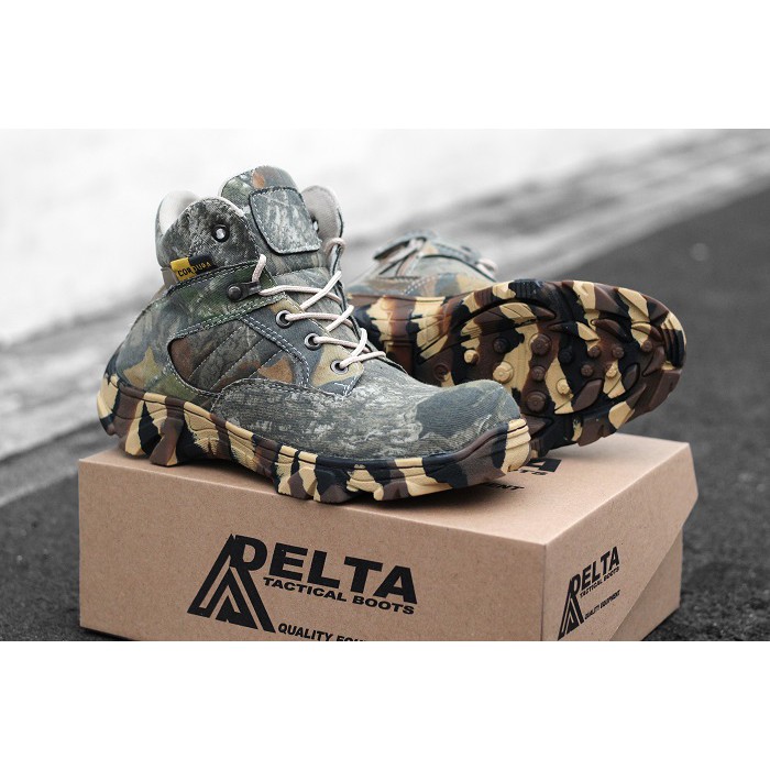 Sepatu safety  Pria delta Camo High 8Inci Boots Safety Hiking PDL Army Abri original shoes