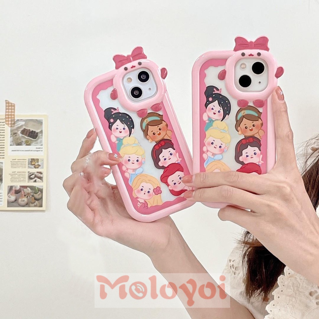 Soft Case TPU Desain Kartun Disney Princess 3D Untuk iPhone 11 14 Pro MAX XR 8Plus 7Plus 13 12 11 Pro MAX X XS MAX 6 6S 14 Plus SE 2020