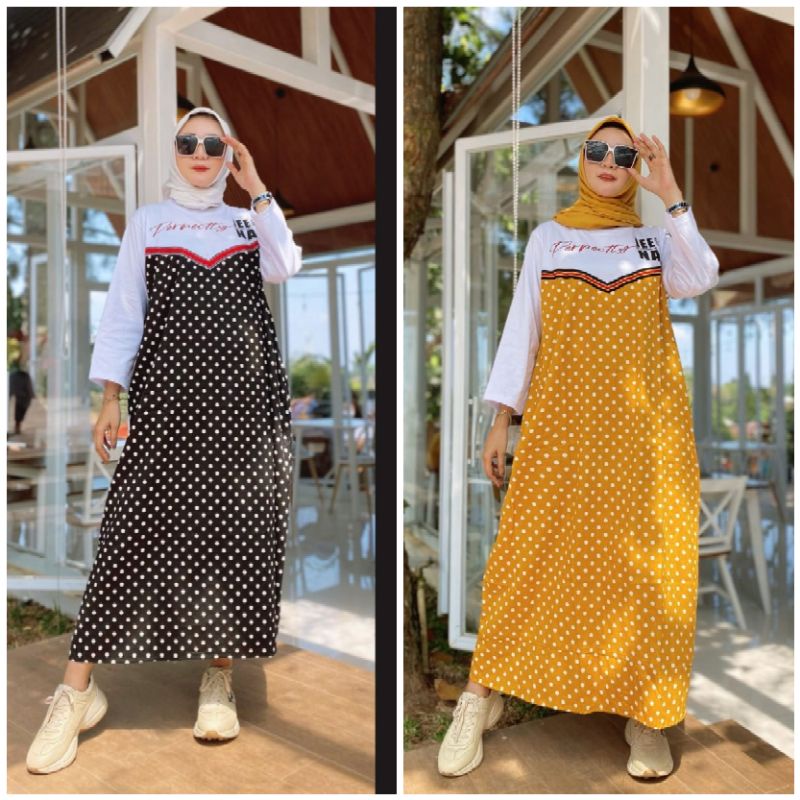 Dress Gamis Polka Cecilia by JEENA Original