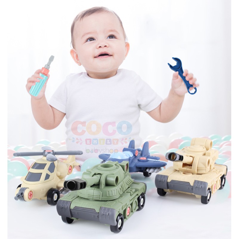 Mainan Anak PASTEL DIY Truk Truck Tank Pesawat Terbang Helikopter Ready Stock