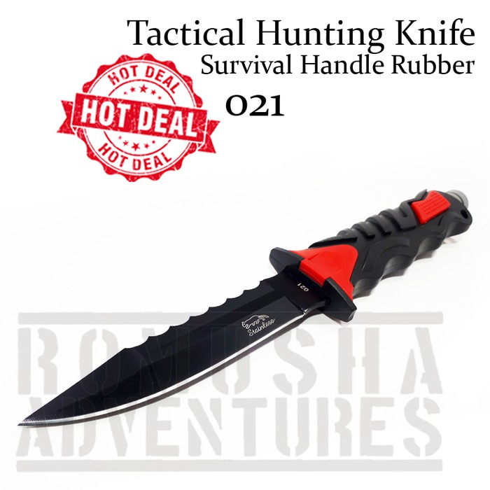 FIXED KNIFE 021 TACTICAL HUNTING RUBBER HAND GRIP SURVIVAL OUTDOOR