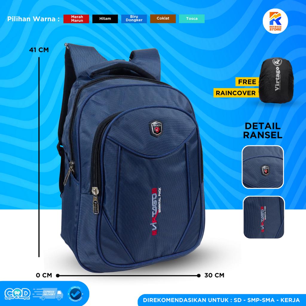 (PROMO) Tas Ransel Sekolah Virtago / Tas Ransel Kerja Virtago Unisex / Tas Ransel SD-SMP-SMA-KERJA