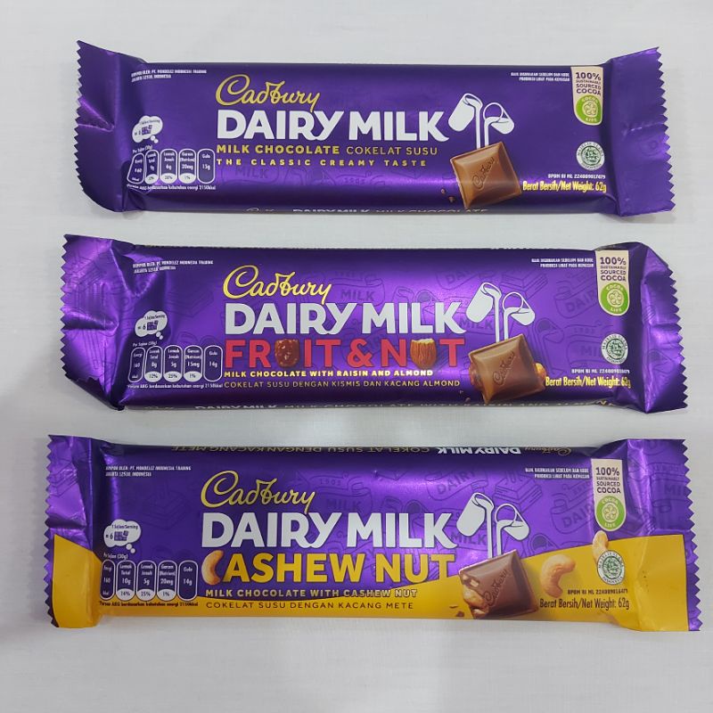 

coklat cadbury dairy milk cokelat 62gr