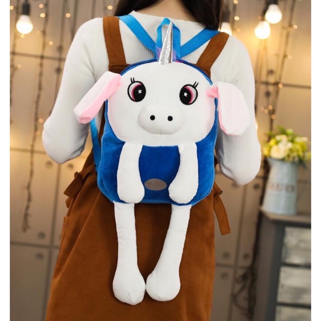 Tas Bunny Hat Lampu LED Tas Ransel Boneka Telinga Bergerak Import