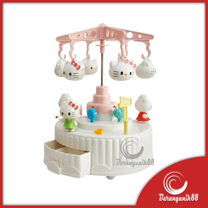 Kotak Musik Model Kue Carousel Komidi Putar HK Pink Cake Music Box 6627