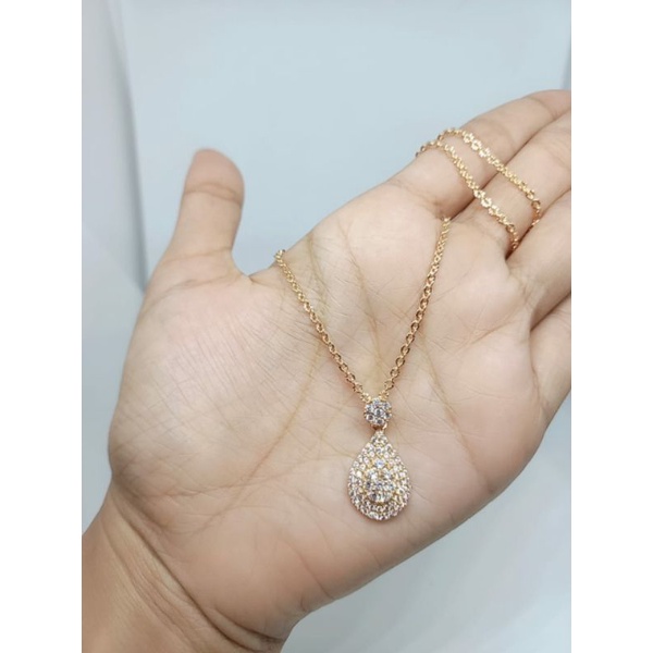 kalung nori ukir + liontin tears mp full / kalung perak asli silver925 lapis emas / kalung fashion