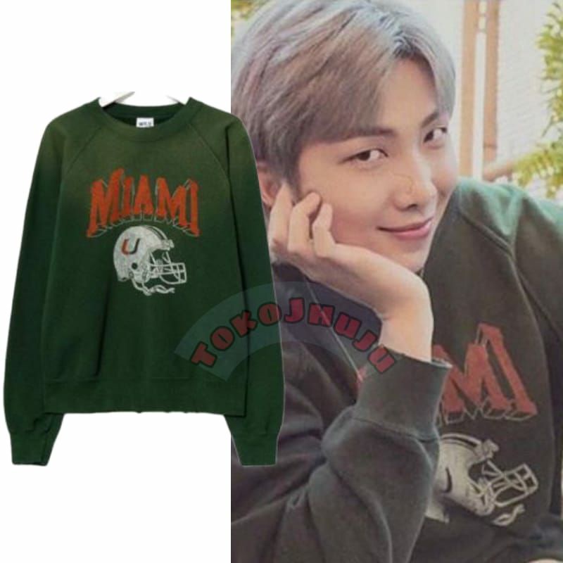 Basic Sweater BTS RM Namjoon Style MIAMI HELMET PRINT DTF