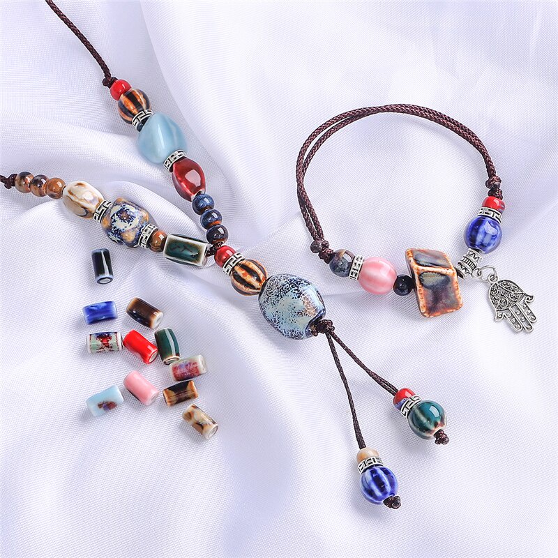 10Pcs 10 X 6 Mm Bentuk Silindris Bunga Glasir Keramik Porselen Manik-manik untuk Membuat Perhiasan Aksesoris DIY Gelang Kalung Anting-Anting