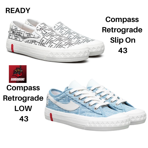 Sepatu Compass Retrograde Low Slip-On Smoking Kills® Original SlipOn Fxxking Compass FR2 #FR2