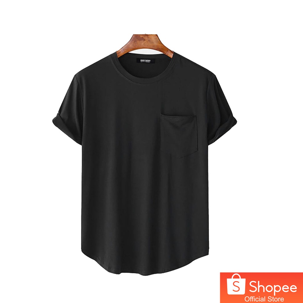 BASIC POCKET BLACK - Kaos Polos Pria/Cowok Saku Lengan Pendek Crew Neck Premium Original - Menstyle