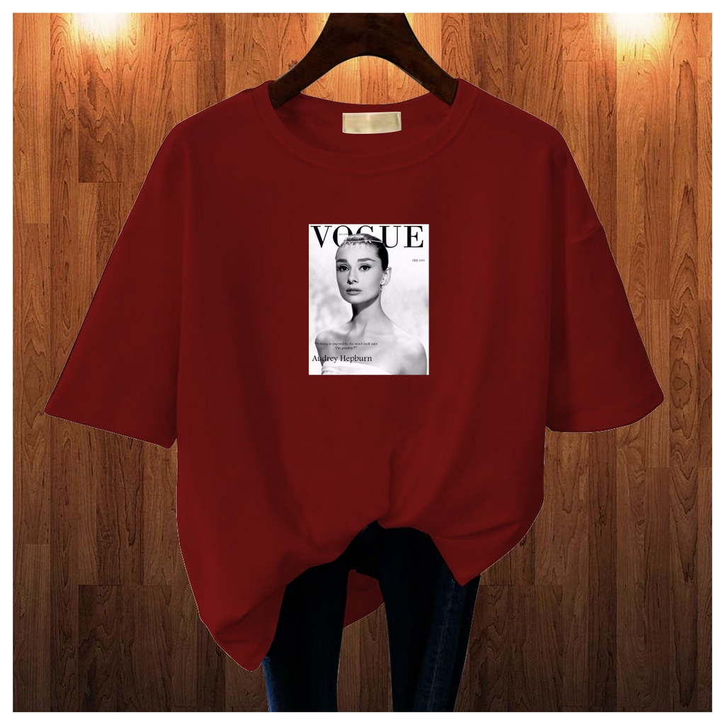 CALVIERO SHOP - BAJU KAOS ATASAN WANITA PRINT AUDREY VOGUEE LOGO GALAXY PRINT