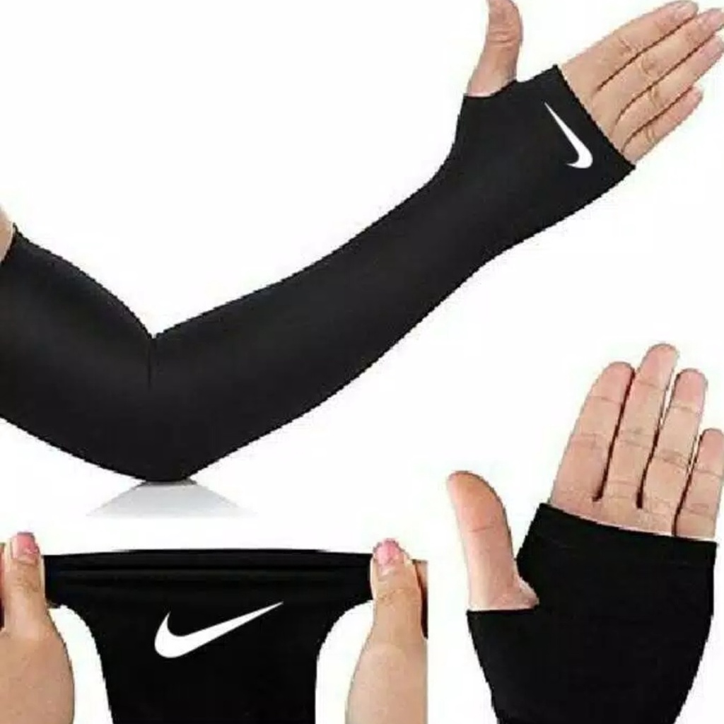 Manset Tangan Thumhole Sport Pria Wanita / Baselayer Tangan Lubang Jari Olahraga / Manset Bersepedah Running Bermotor Gym Voly Football Futsal Yoga Zumba Senam