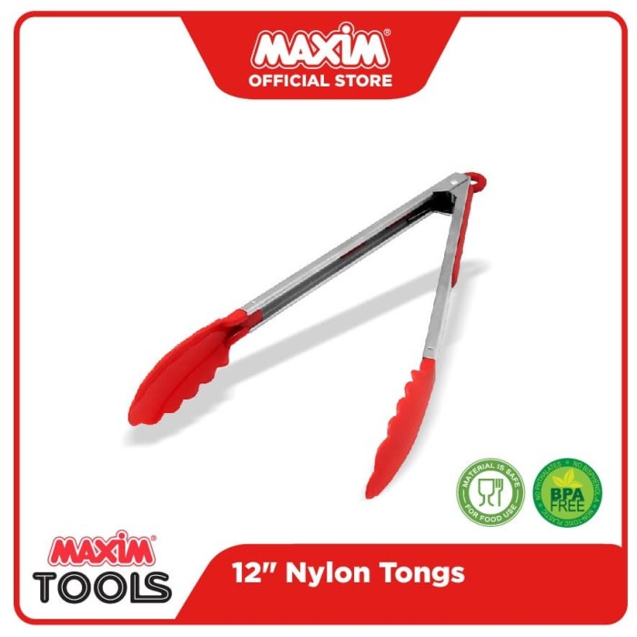 Maxim Tools Serving Tong 12 Inch - Penjepit / Capitan Makanan Tahan Panas