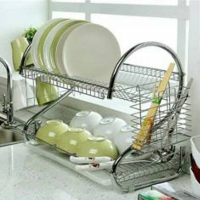 Rak piring stainless 2 susun / rak piring kecil /rak piring mini