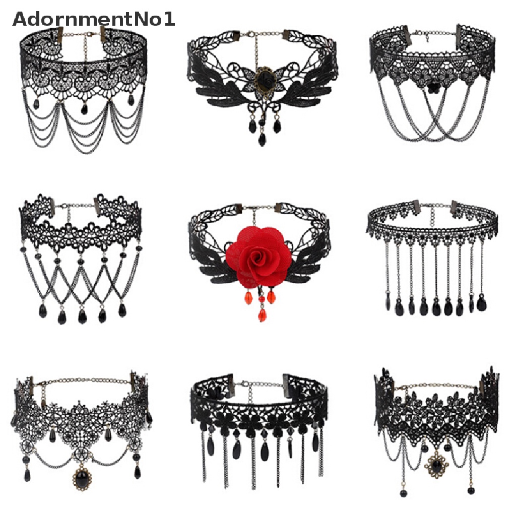 (AdornmentNo1) Kalung Choker Lace Banyak Lapis Gaya Retro Gothic Punk Untuk Wanita