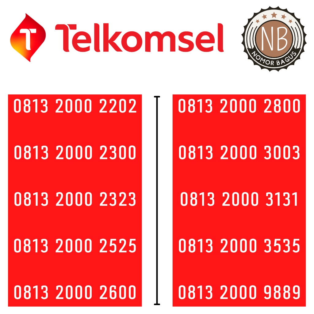 Kartu perdana telkomsel simpati nomor cantik 2000 ABAB ratusan