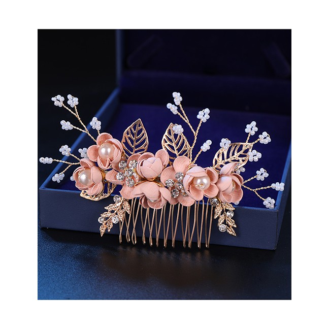 LRC Aksesoris Rambut Fashion Pink Big Flower Hair Comb F39660