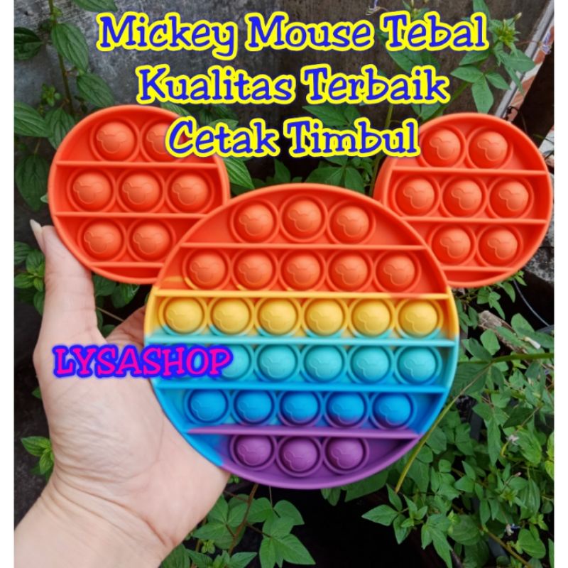 LYSASHOP -  Pop It BESAR AMONG US DINO UNICORN SEGIEMPAT JUMBO RAINBOW PUZZLE MAINAN EDUKASI ANAK-MICKEY MOUSE TEBAL