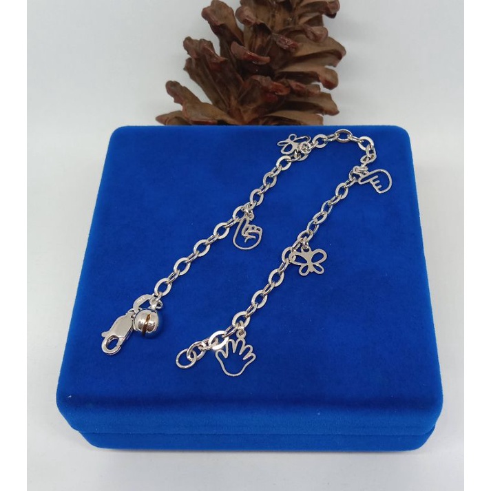 gelang holo variasi mainan, emas putih kadar 375(8k)