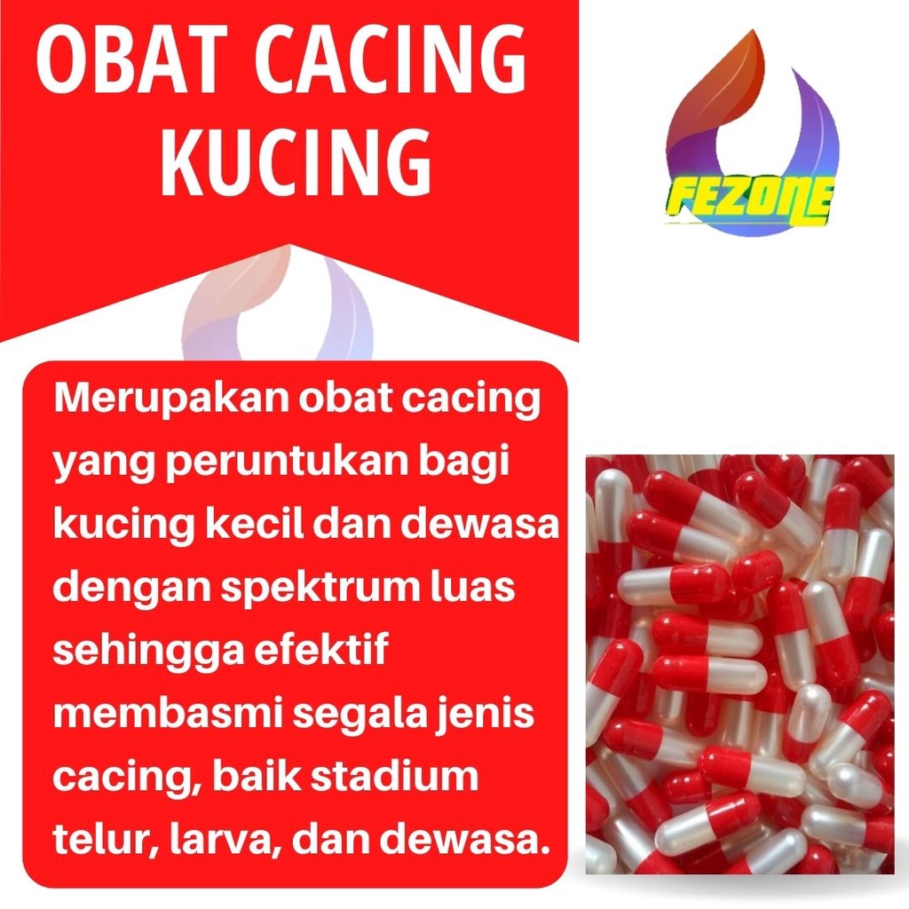 Obat Cacing Kucing &amp; Anjing | Obat Cacing Kapsul Terbukti Ampuh Membasmi Segala Jenis Cacing Aman Untuk Kitten FEZONE